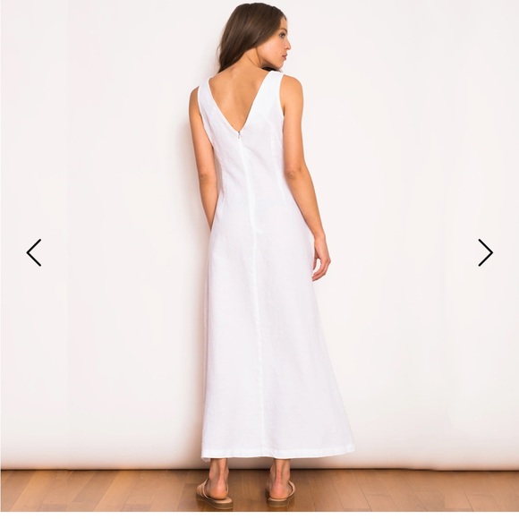 Wolf & Badger Haris Cotton V” Neck Maxi Linen Dress - Coral Reef Size XS - Picture 4 of 11